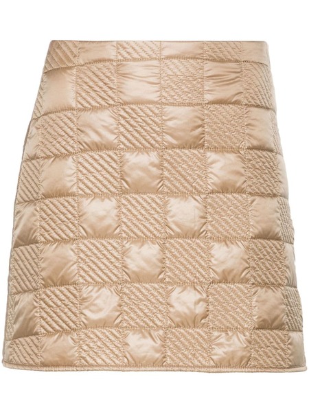  Moncler Logo-patch Quilted Miniskirt - Brown 
