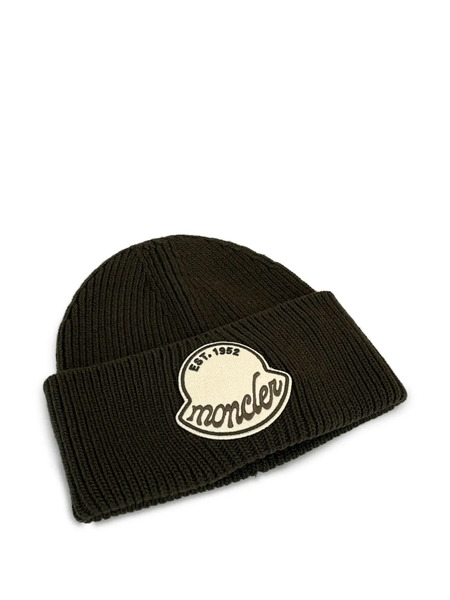  Moncler Logo-patch Ribbed Beanie - Green 