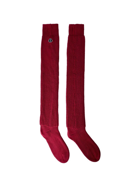  Moncler Logo-patch Ribbed Socks - Red 