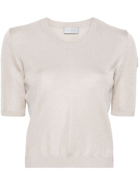  Moncler Logo-patch Short-sleeve Jumper - Neutrals 