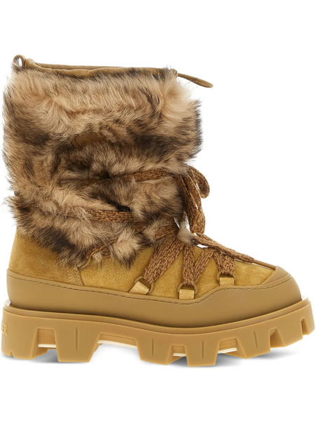  Moncler 45mm Shearling Lace-up Ankle Boots - Neutrals 