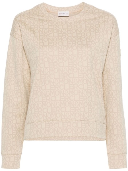  Moncler Monogram-jacquard Sweatshirt - Neutrals 