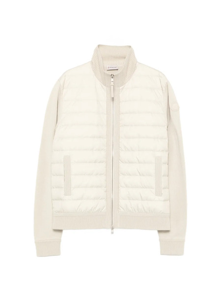  Moncler Padded Wool Zip-up Cardigan - Neutrals 