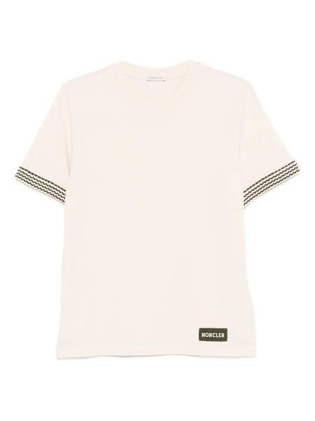  Moncler Patterned-sleeve T-shirt - Neutrals 