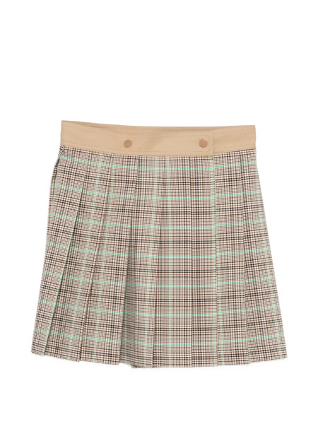  Moncler Pleated Checkered Mini Skirt - Brown 