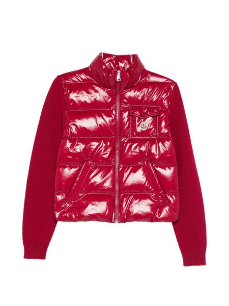  Moncler Quilted-panel Cardigan - Red 