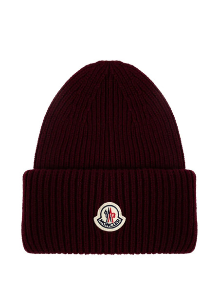  Moncler Ribbed Logo-patch Beanie - Red 