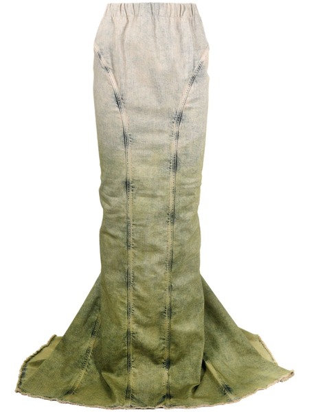  Moncler + Rick Owens Gradient-effect Denim Maxi Skirt - Green 