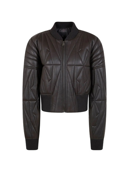  Moncler + Rick Owens Leather Bomber Jacket - Brown 