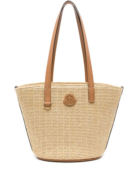  Moncler Small Hubba Raffia Tote Bag - Neutrals 