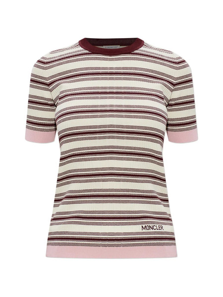  Moncler Striped Knitted T-shirt - Neutrals 