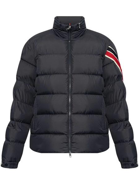  Moncler Striped Logo Patch Down Jacket - Blue 