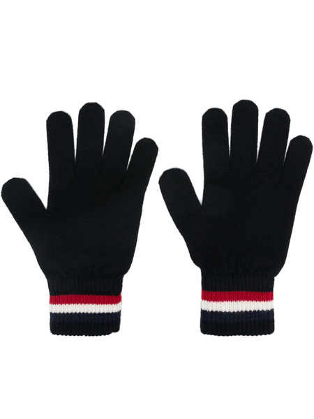  Moncler Tricolour-stripe Wool Gloves - Blue 