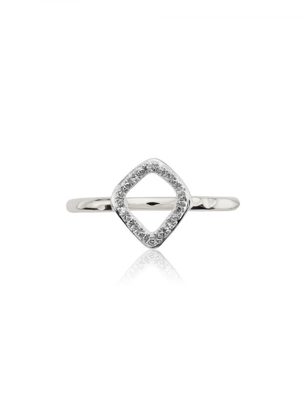  Monica Vinader Riva Mini Kite Stacking Diamond Ring - Silver 