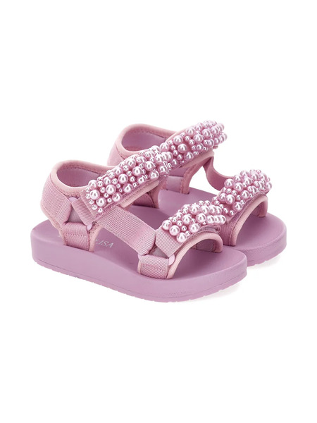  Monnalisa Beaded Strap Sandals - Pink 