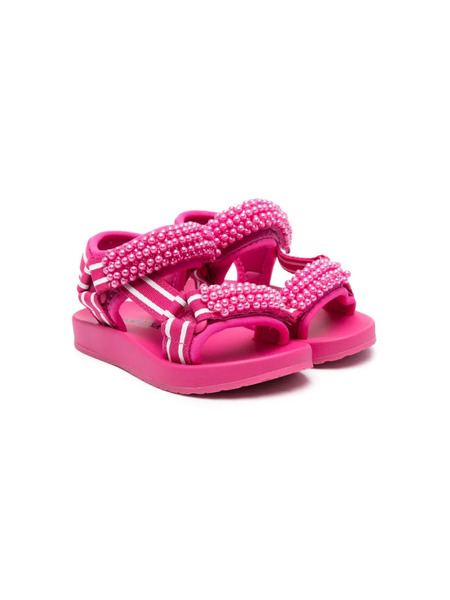  Monnalisa Beaded Touch-strap Sandals - Pink 