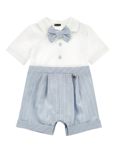  Monnalisa Bow Striped Romper - Blue 