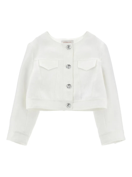 Monnalisa Chest-pocket Buttoned Jacket - White 