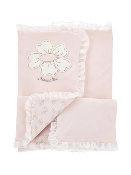  Monnalisa Flower-patch Ruffled Blanket - Pink 