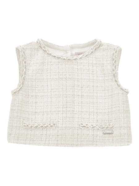  Monnalisa Fringed Top - Neutrals 