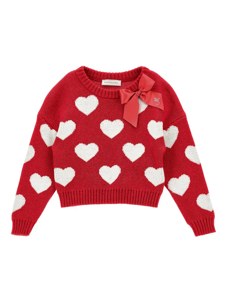  Monnalisa Heart-patterned Sweater - Red 
