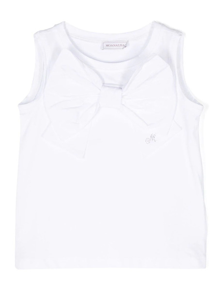 Monnalisa Oversized-bow Sleeveless Top - White 