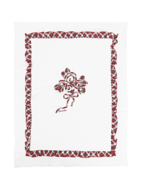  Monnalisa Plaid-ruffle Padded Blanket - White 