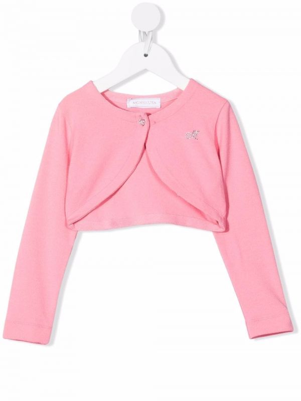  Monnalisa Rhinestone One-button Cardigan - Pink 