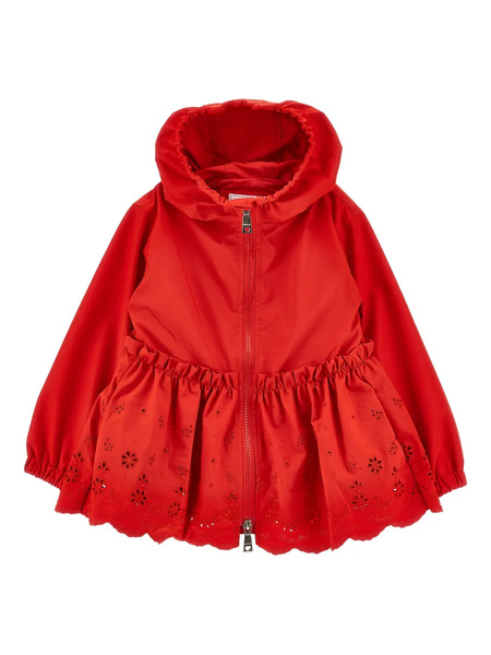  Monnalisa Ruffled Eyelet Jacket - Red 
