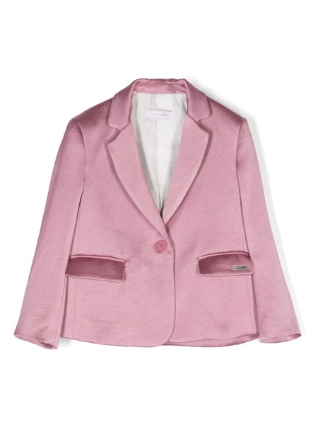  Monnalisa Single-breasted Satin Blazer - Pink 