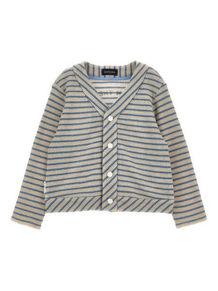  Monnalisa Striped Buttoned Cardigan - Neutrals 