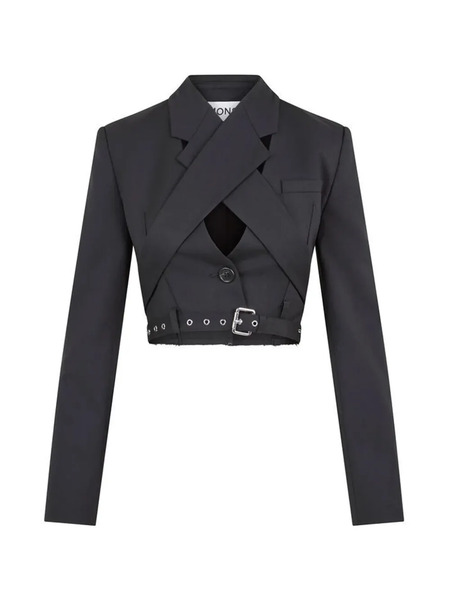  Monse Belted-waistband Cropped Jacket - Black 
