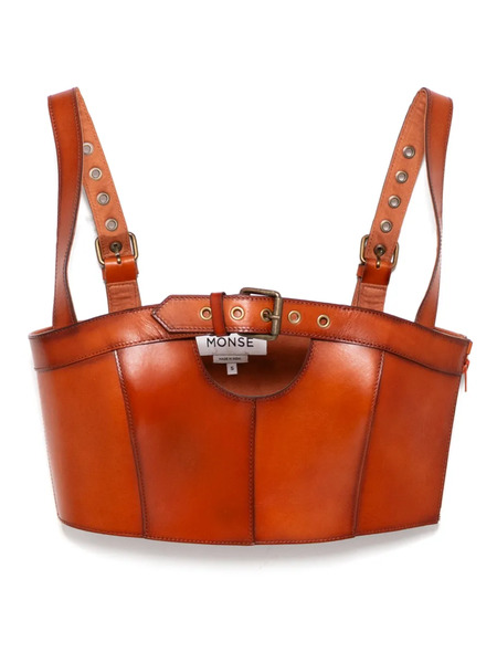  Monse Buckled Leather Top - Brown 