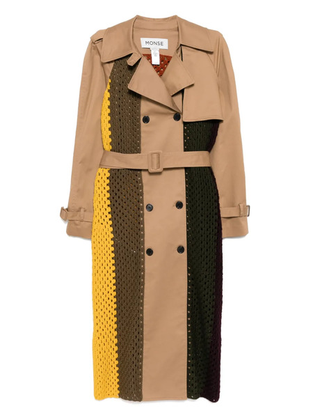  Monse Crochet Trench Coat - Brown 
