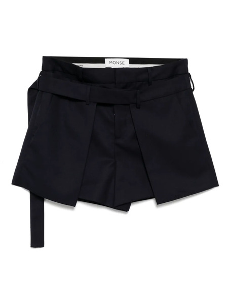  Monse Deconstructed Wrap Tailored Shorts - Blue 