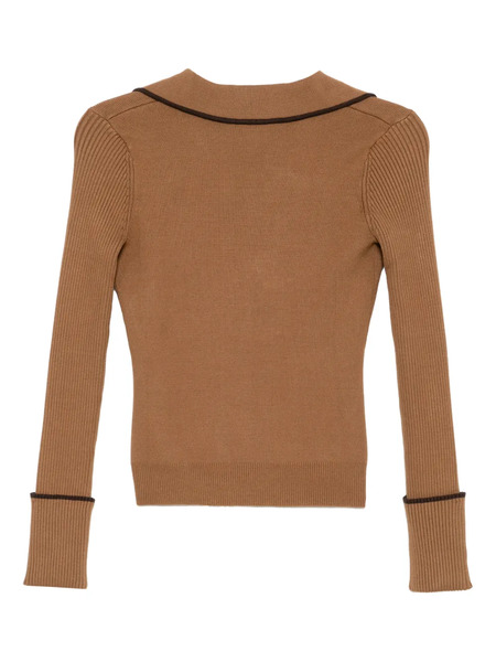  Monse Knitted Polo Top - Brown 
