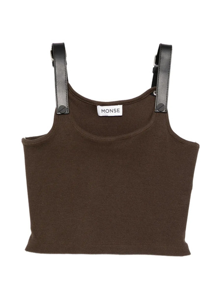  Monse Leather Harness Tank Top - Brown 