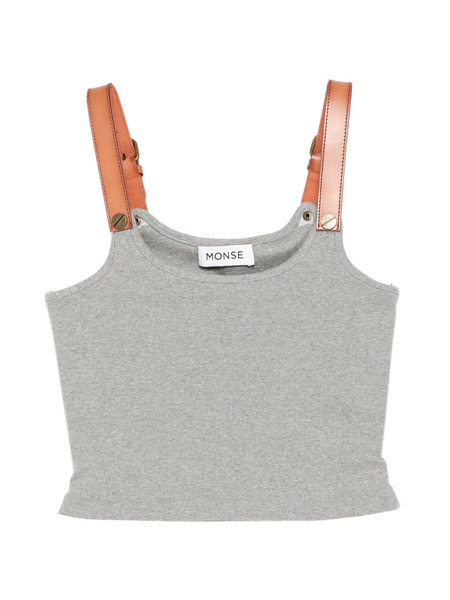  Monse Leather Harness Tank Top - Grey 