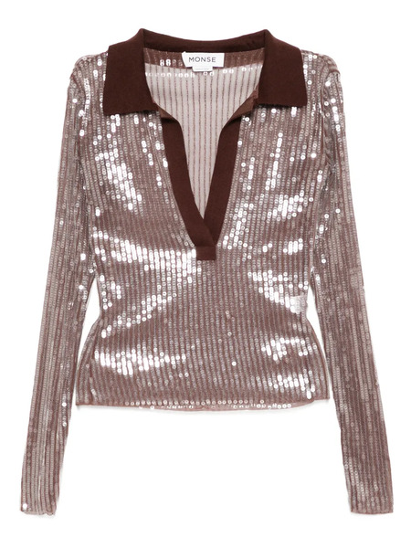  Monse Sequin Mesh Top - Brown 