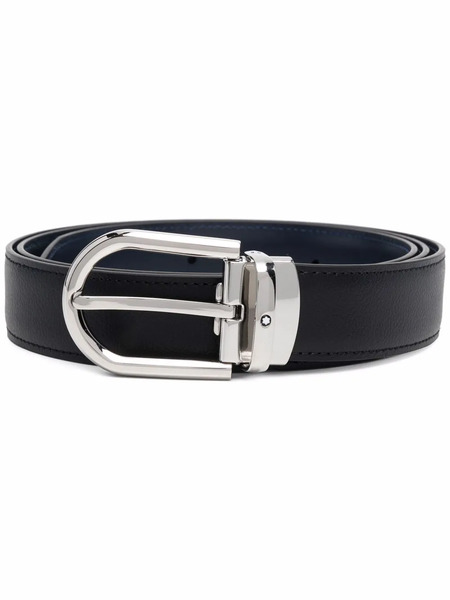  Montblanc Buckled Leather Belt - Black 