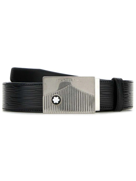  Montblanc Logo-plaque Leather Belt - Black 