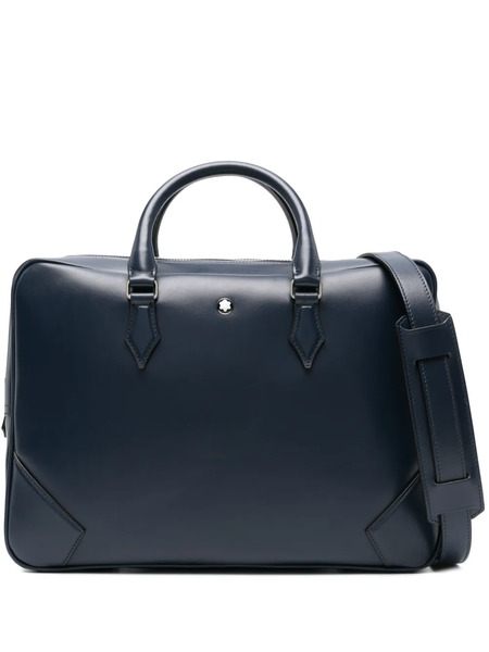  Montblanc Logo Plaque Leather Briefcase - Blue 