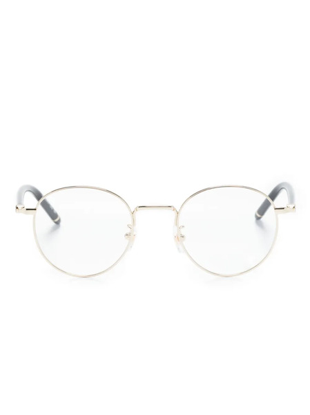  Montblanc Logo-plaque Round-frame Glasses - Gold 