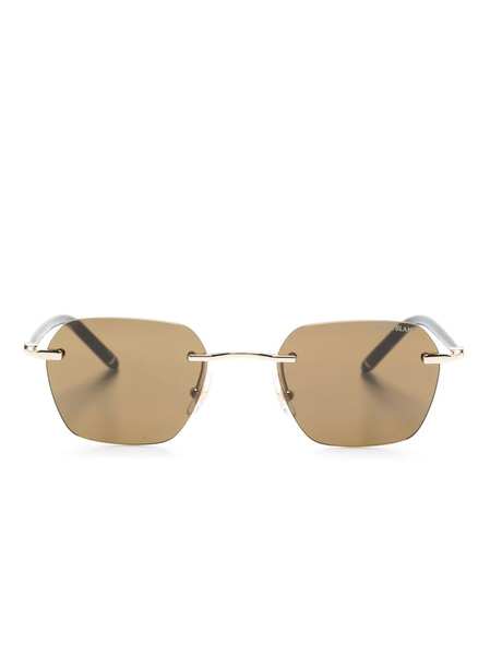  Montblanc Logo-plaque Square-frame Sunglasses - Brown 