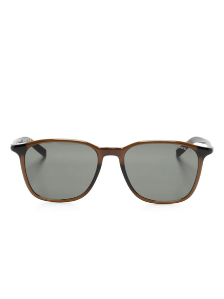  Montblanc Translucent Rectangle-frame Sunglasses - Brown 