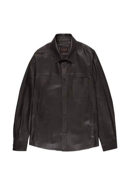  Montedoro Buttoned Leather Overshirt - Brown 