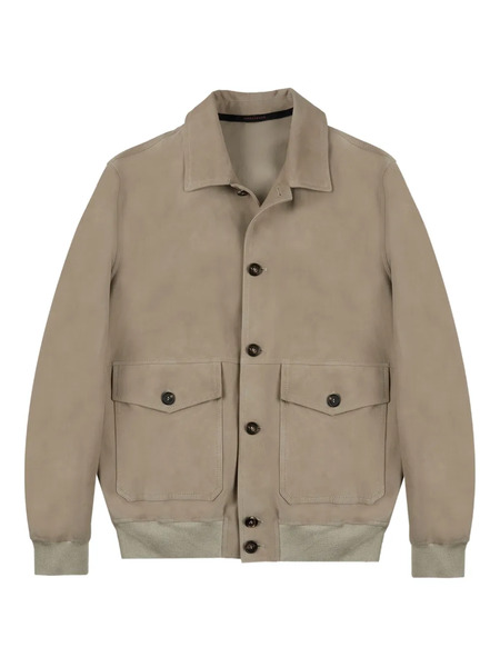  Montedoro Buttoned Suede Leather Jacket - Neutrals 