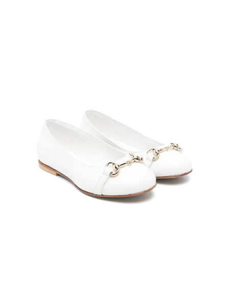  Montelpare Tradition Horsebit-detail Leather Ballerina Shoes - White 