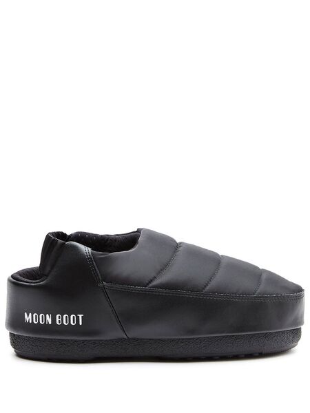  Moon Boot Elasticated Band Padded Slippers - Black 