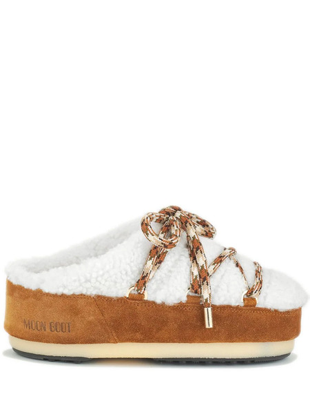  Moon Boot Faux-shearling Lace-up Mules - White 